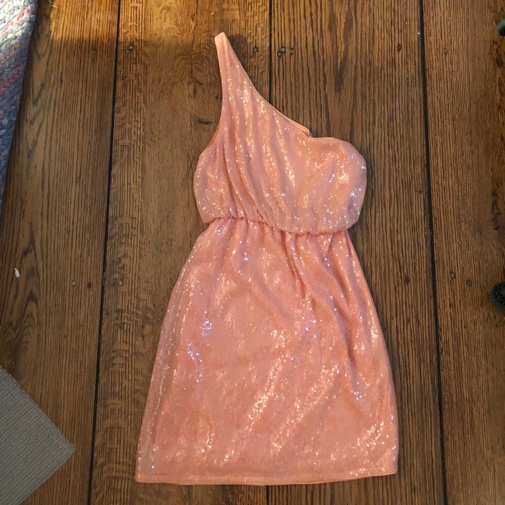 Alice + Olivia Pink Sequin One Shoulder Dress Sz 4